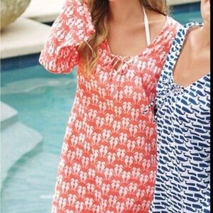 Mud Pie Coral and White Seahorse Swim Coverup